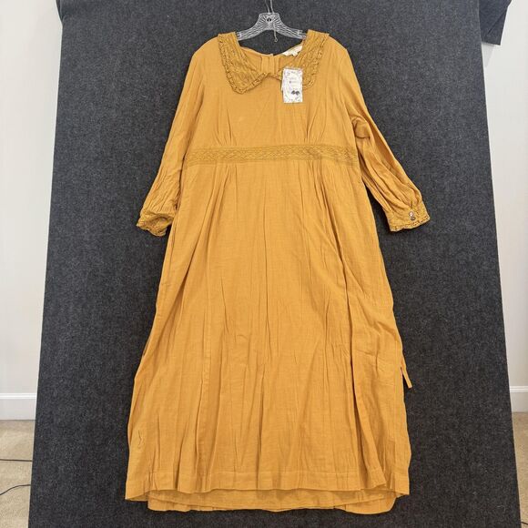 April Cornell Dresses & Skirts - April Cornell My Dear Austin Dress Women's XL Gold Cotton Boho Prairie Maxi